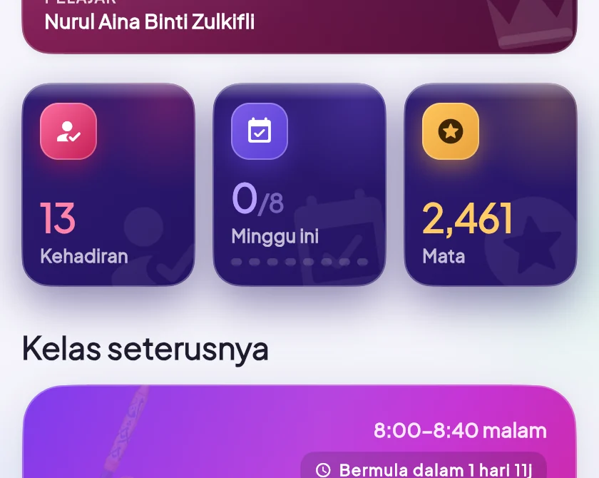 Mata ganjaran dan kehadiran dalam app KAFA Boost