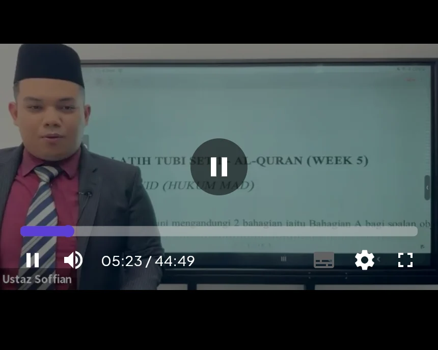 Rakaman kelas Al-Quran KAFA Boost sedang dimainkan dalam app